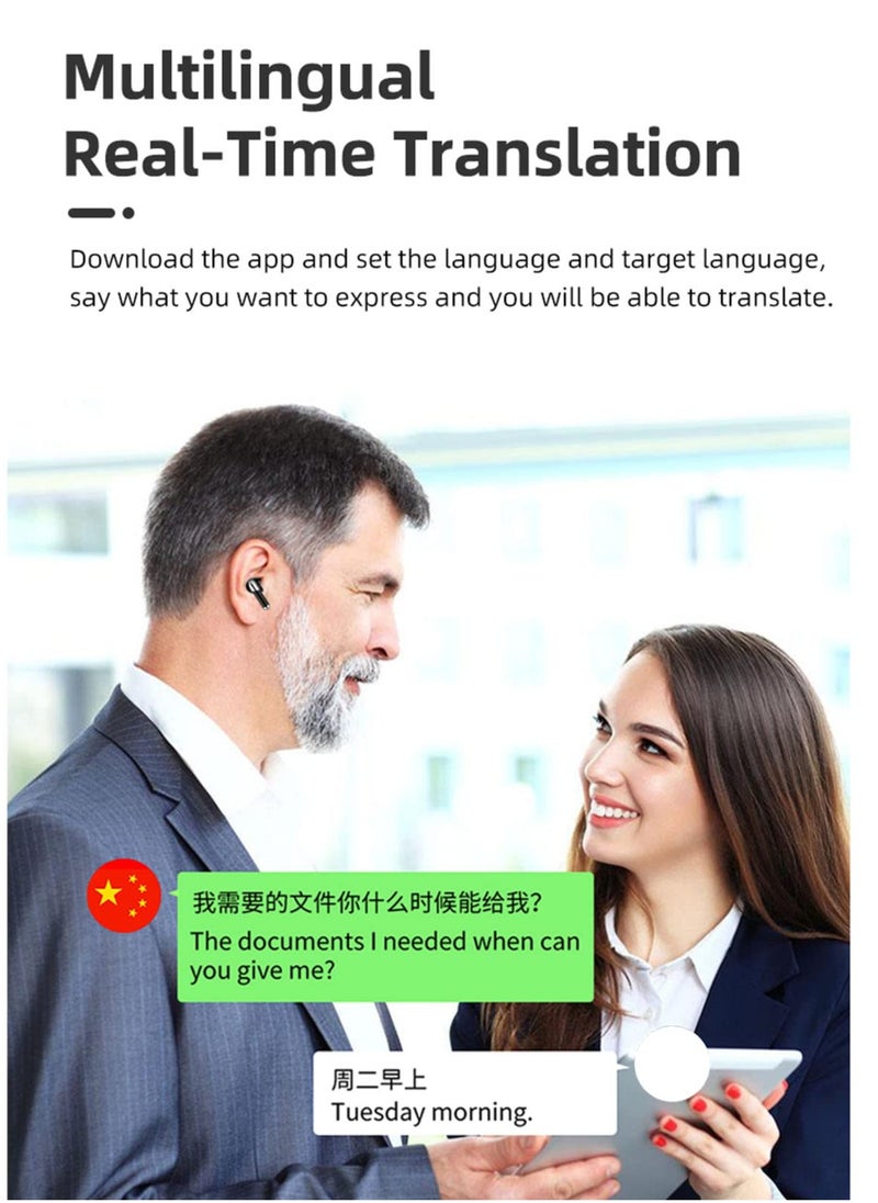 KASTWAVE - Language Translator Earbuds, Multifunctional Bluetooth Translator Earphone Support 144 Languages, Instant Voice Translation Device, with APP, Transparent Case, Black - Image 1