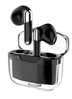 Language Translator Earbuds, Multifunctional Bluetooth Translator Earphone Support 144 Languages, Instant Voice Translation Device, with APP, Transparent Case, Black