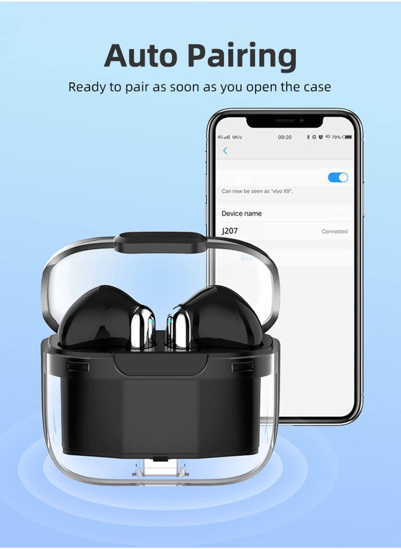 KASTWAVE - Language Translator Earbuds, Multifunctional Bluetooth Translator Earphone Support 144 Languages, Instant Voice Translation Device, with APP, Transparent Case, Black - Image 1