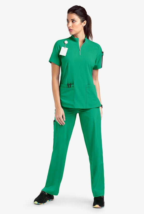 Hand-washing Clothes Summer Short-sleeved Surgical Clothes Beauty Salon Hospital Nurse Clothes Casual Collar Zipper Quick-drying Work Clothes 82010 malachite green suit 