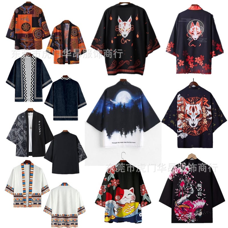 Cross-border Hot Selling National Style Vintage Trendy Cardigan Cape 3D Digital Printing Daily Casual Seven-sleeve Kimono Shirt - Image 2