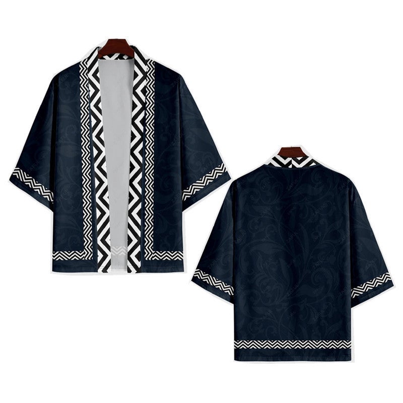 Cross-border Hot Selling National Style Vintage Trendy Cardigan Cape 3D Digital Printing Daily Casual Seven-sleeve Kimono Shirt - Image 5