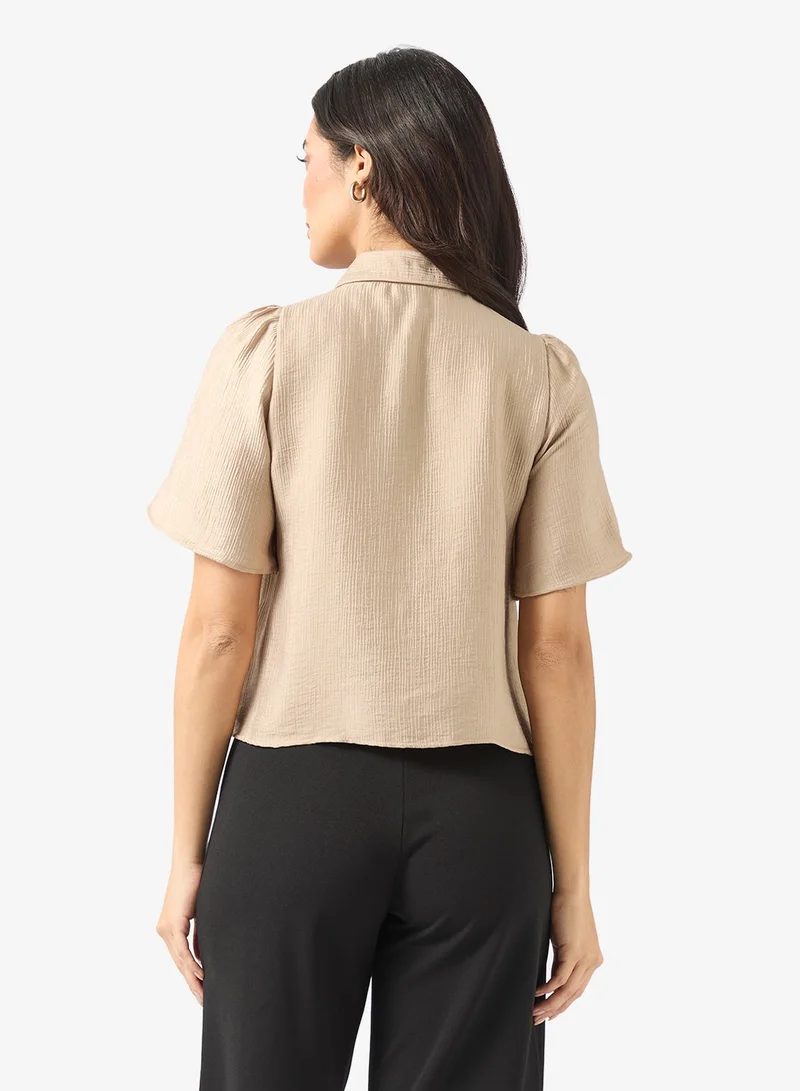 VERO MODA Button Down Short Sleeve Woven Top