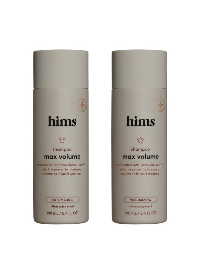 HIMS & HERS hims Max Volume Shampoo 2 Pack - Volumizing Shampoo for Men with Biotin - Citrus Spice - Men's Natural Shampoo Adds Volume, Shine & Bounce - 2 x 6.4 fl oz Bottles - Image 1