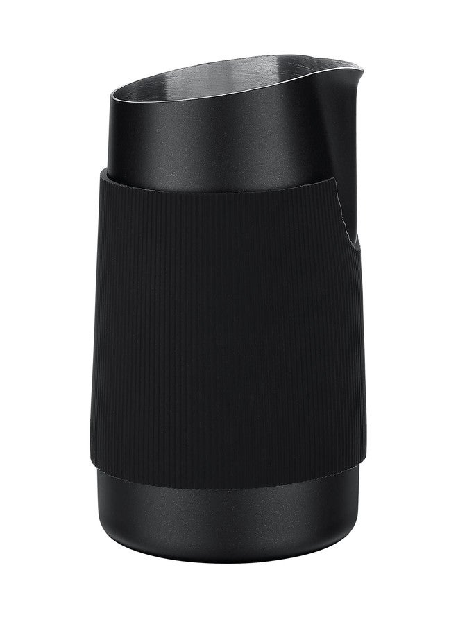 Normcore Handleless Milk Pitcher with Sharp Spout - Espresso Steaming Pitcher - 18/8 Stainless Steel Milk Frothing Jug, Black Non-Stick - Premium Barista Tools - Black - 15.2 oz (450 ml) - Image 1