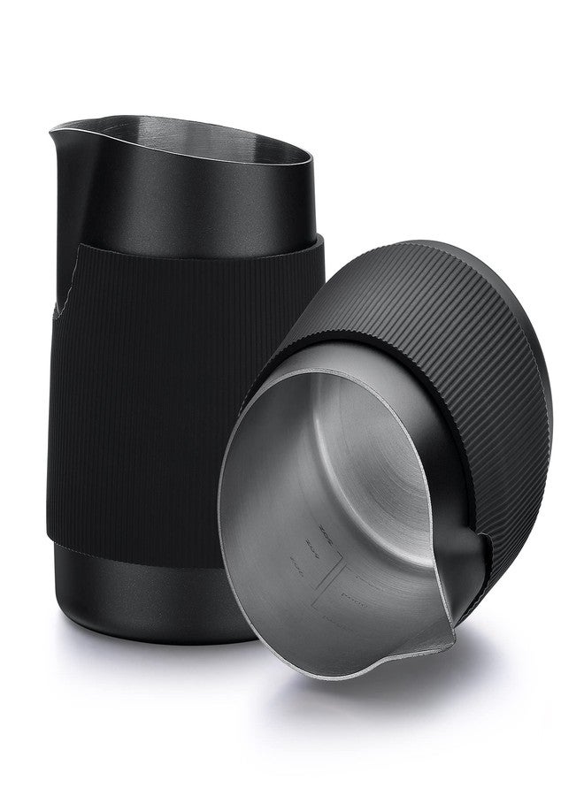 Normcore Handleless Milk Pitcher with Sharp Spout - Espresso Steaming Pitcher - 18/8 Stainless Steel Milk Frothing Jug, Black Non-Stick - Premium Barista Tools - Black - 15.2 oz (450 ml) - Image 2