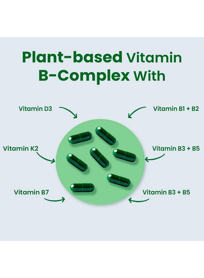 Zeroharm B-Complex Pro with Vitamin D3 & K2-7 | Vitamin B-Complex With B1, B2, B3, B5, B6, B9 & Vit B12 | Plant-Based Supplement | Supports Energy & Immunity For Men and Women | 60 Veg Capsules - Image 3