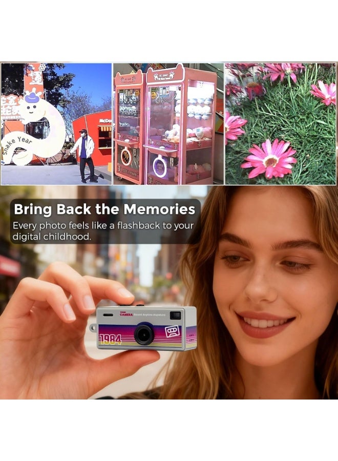 Makrystorm Digital Camera with 0.96 in LCD Screen 1080P 130° Wide Angle Feel of Old 90s Photographs, Keychain Size, Birthday Gifts, Part of an 8-Design Collection（128GB） - Image 5