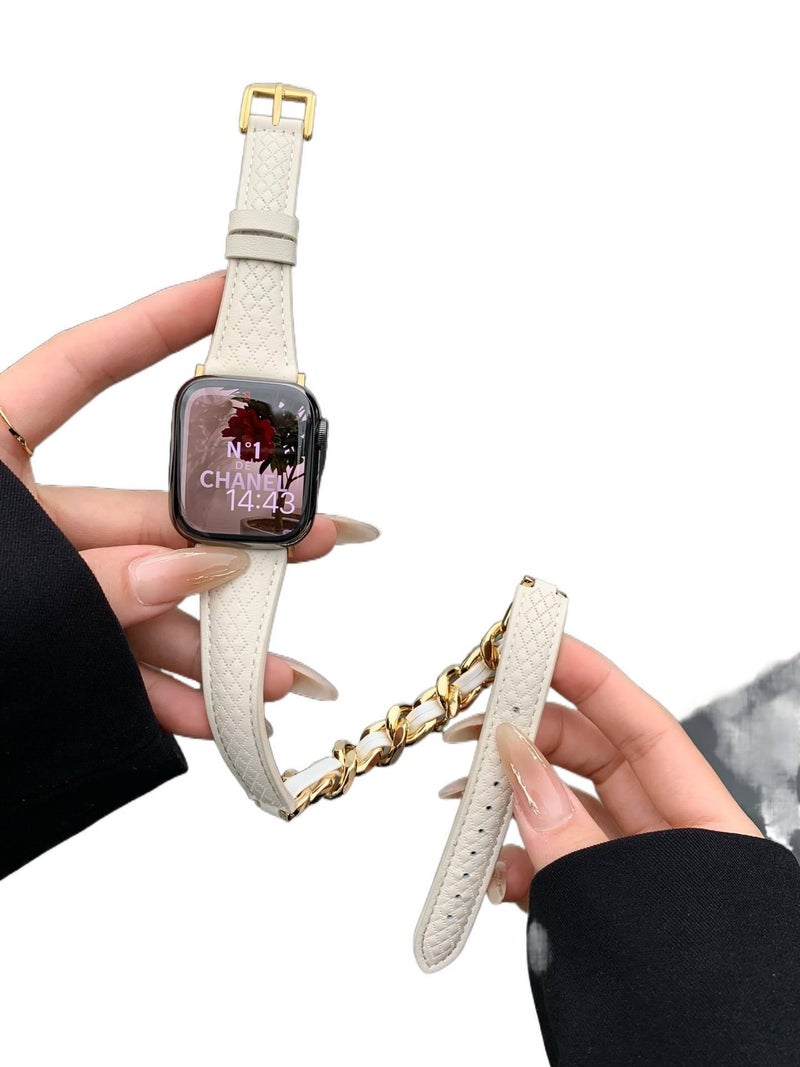 Adjustable Leather Classic Strap Smartwatch Band Compatible with Apple Watch 38 40 41 42 44 45 49mm with Fit Replacement Strap in Black - Image 5