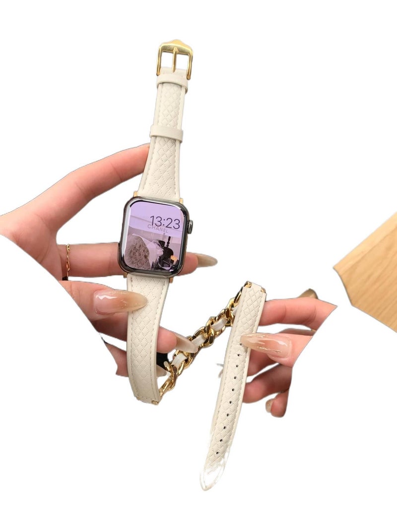 Adjustable Leather Classic Strap Smartwatch Band Compatible with Apple Watch 38 40 41 42 44 45 49mm with Fit Replacement Strap in Black - Image 2