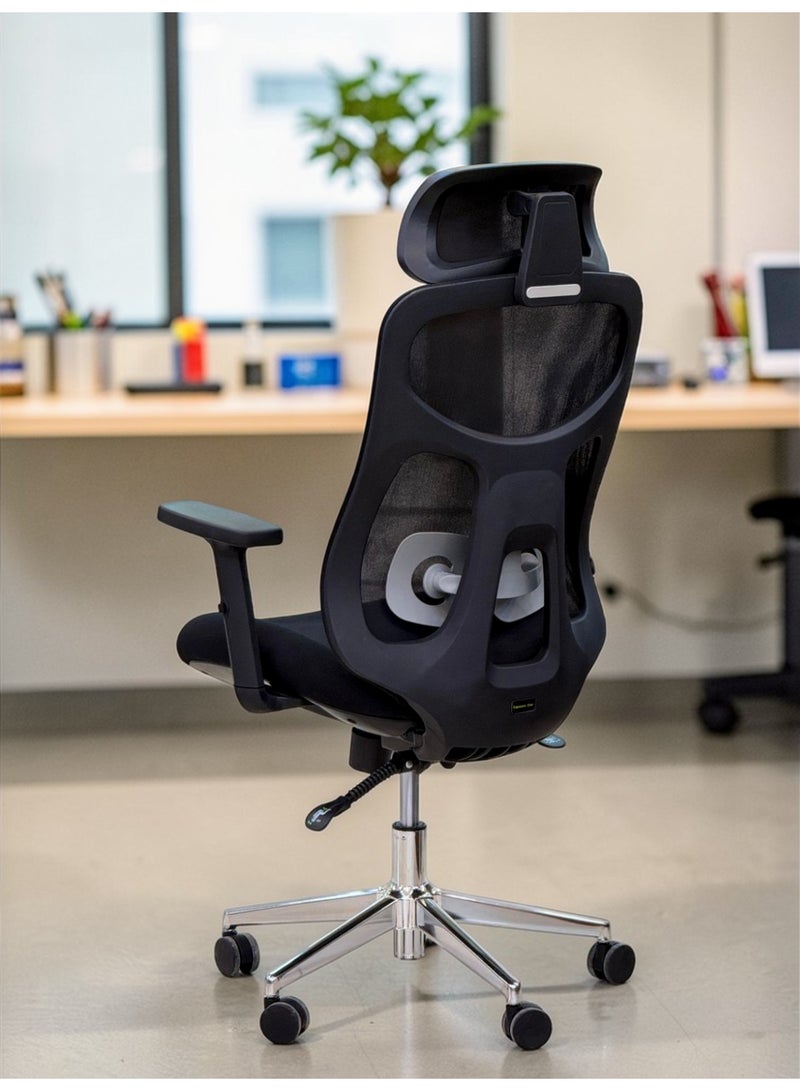 602B Executive Ergonomic Mesh Office Chair with High-Back Support, Adjustable Lumbar & Premium Chrome Base - Black - Image 3