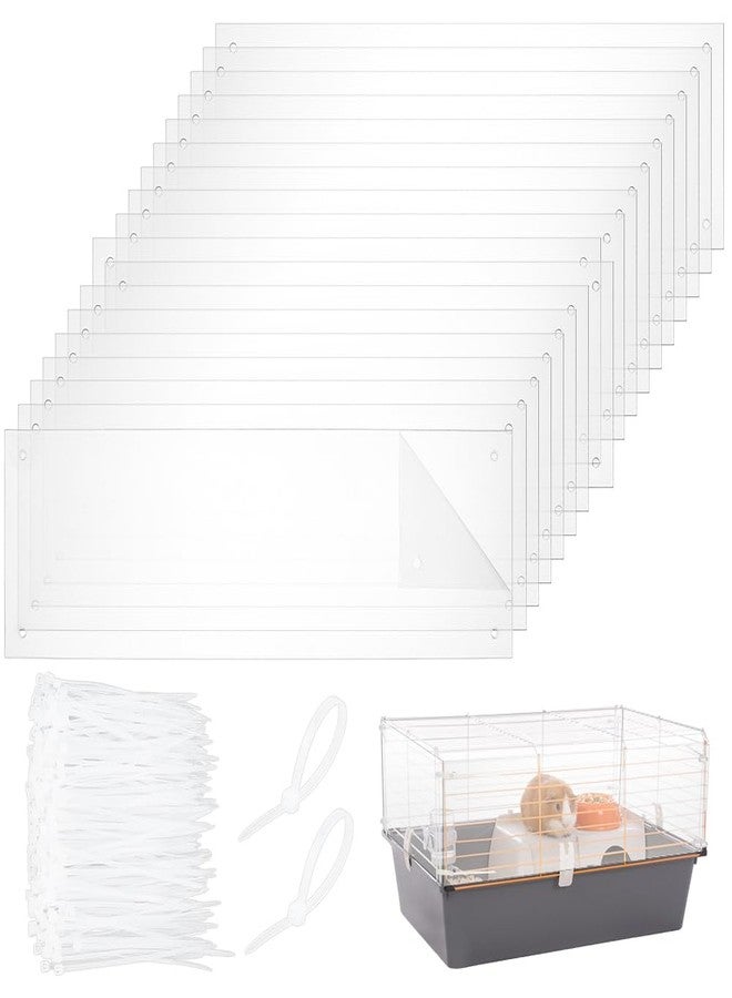 BENECREAT 24 Pack Pet Cage Liner Protection, 14x4.5 Inch Clear Cage Edge Liner, Cages Urine Guard for Rabbit, Guinea Pig, Hamster, Small Animal Cages Liners and Protection - Image 1