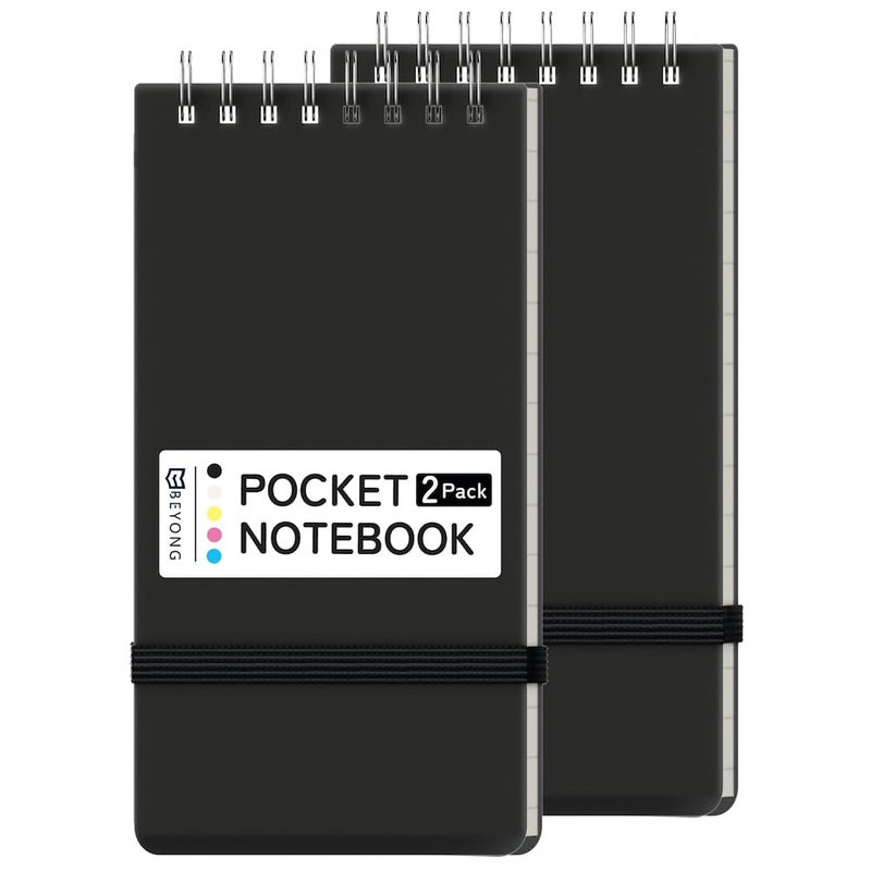 Beyong Small Pocket Notebook, Mini Notepad Spiral Notebooks Note Pads (Black, 3x5) - Image 1