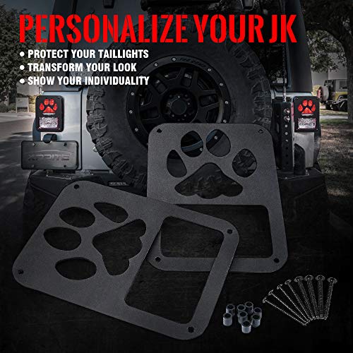Xprite Aluminum AlloyTail Light Cover Guard Dog Paw Compatible with 2007-2018 Jeep Wrangler JK Unlimited Taillights- Pair - Image 2