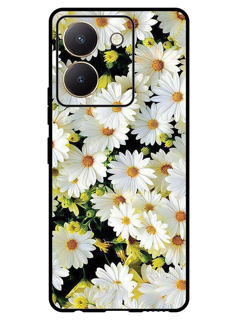 Theodor Protective Case Anti Scratch Shock Proof Bumper Cover For Vivo Y77t White Flowers - Image 1