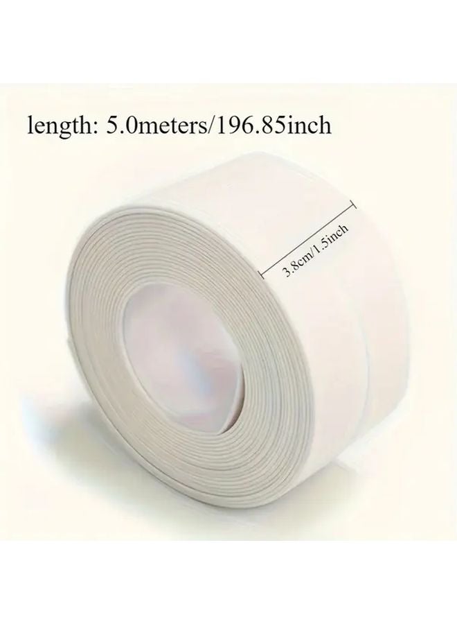 White Self Adhesive Waterproof PVC Caulking Strips 1 5 Inch Sealing Tape For Bathroom Kitchen - Image 3
