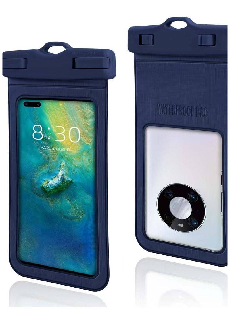 Generic Waterproof Phone Pouch, 1 Pack, Touch Unlock, Rainproof & Waterproof case for Apple iPhone,Samsung,Motorola,OnePlus, up to 7.2 Inches （Blue）  - Image 1