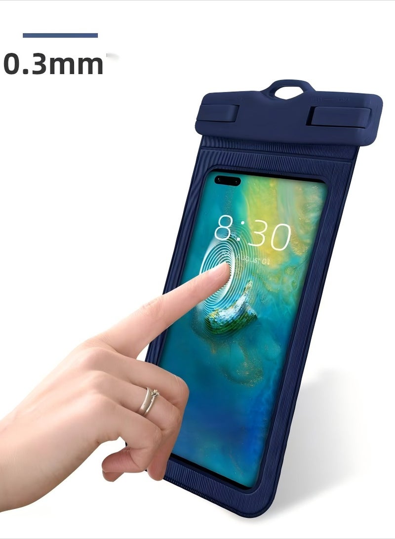 Generic Waterproof Phone Pouch, 1 Pack, Touch Unlock, Rainproof & Waterproof case for Apple iPhone,Samsung,Motorola,OnePlus, up to 7.2 Inches （Blue）  - Image 2