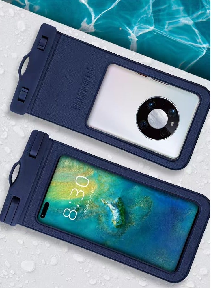 Generic Waterproof Phone Pouch, 1 Pack, Touch Unlock, Rainproof & Waterproof case for Apple iPhone,Samsung,Motorola,OnePlus, up to 7.2 Inches （Blue）  - Image 3