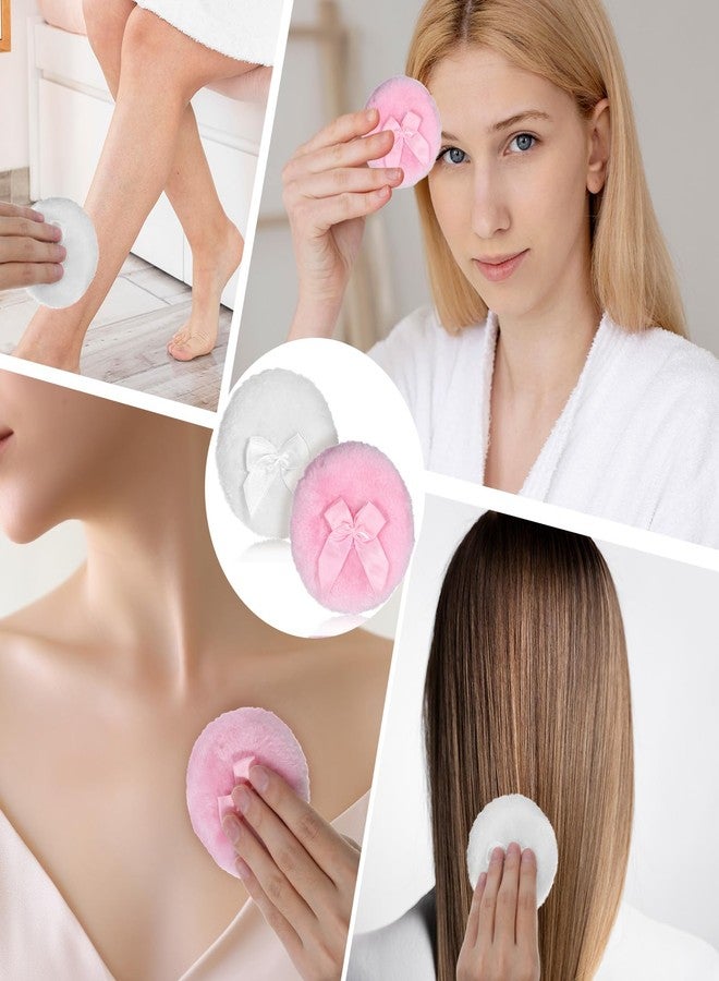 Aeaocvo 2 PCS Dusting Powder Puff, 3.4 Inch Soft Dusting Puffs Large Fluffy Powder Puff, Washable Reusable, Big Fluffy Puffs for Women Makeup Face Body(White+Pink) - Image 4