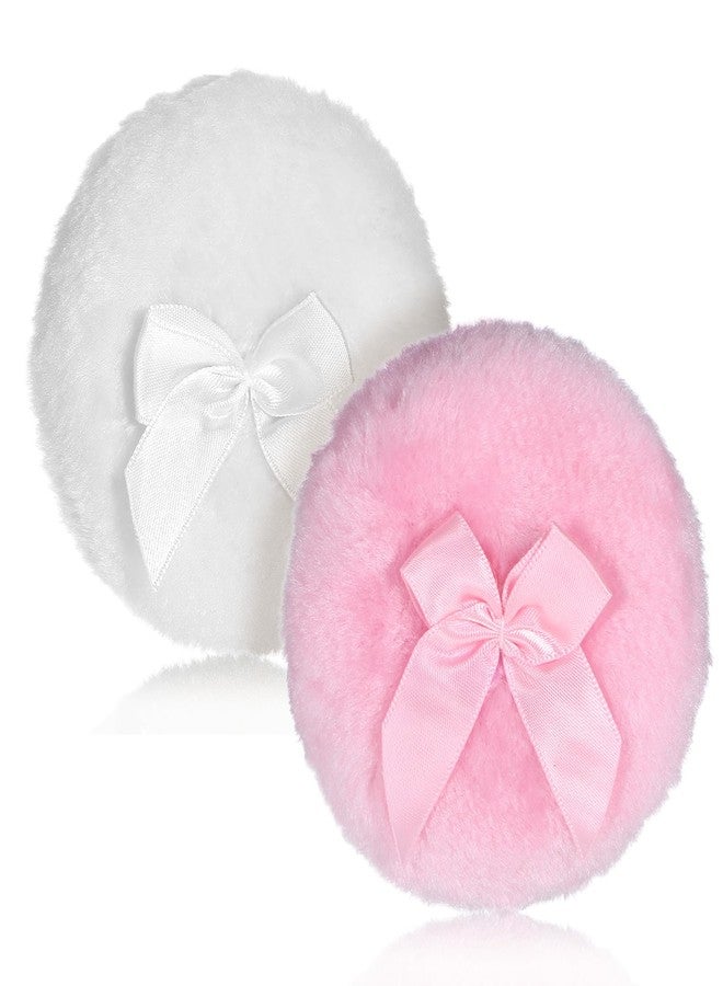 Aeaocvo 2 PCS Dusting Powder Puff, 3.4 Inch Soft Dusting Puffs Large Fluffy Powder Puff, Washable Reusable, Big Fluffy Puffs for Women Makeup Face Body(White+Pink) - Image 1
