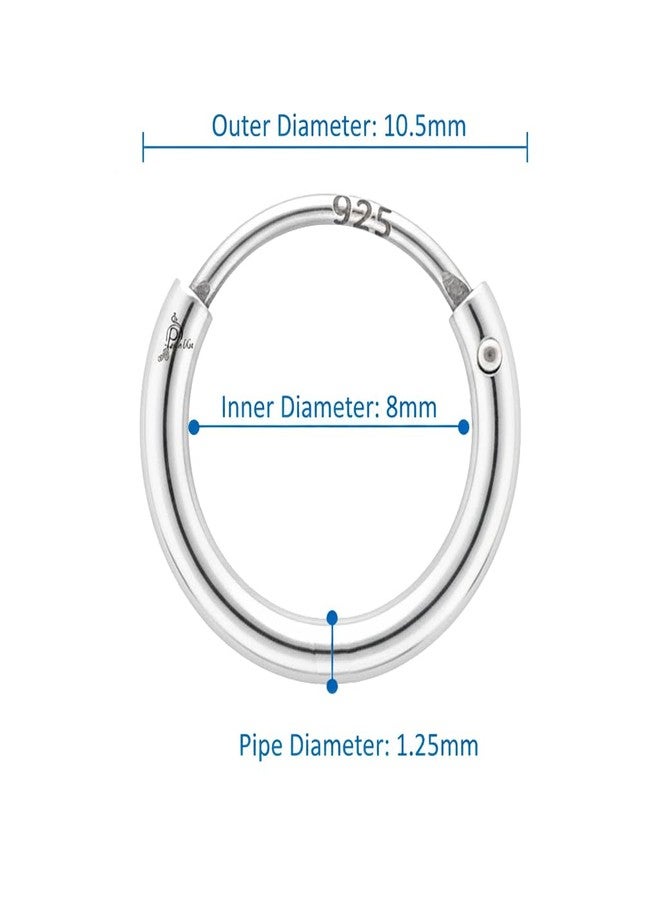 Parnika (Formerly MJ Small Size Piercing Hoop Silver Ball Nose Ring Nose Pin Silver Nath in Pure 92.5 Sterling Silver for Girls/Women | Gift For Her | (Very Small (8 mm)) - Image 3