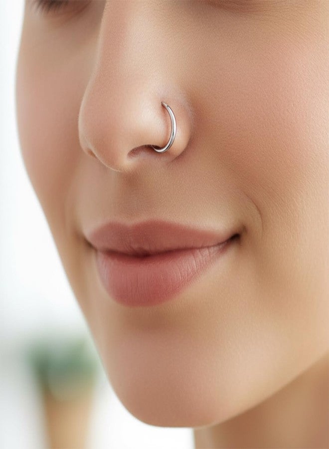 Parnika (Formerly MJ Small Size Piercing Hoop Silver Ball Nose Ring Nose Pin Silver Nath in Pure 92.5 Sterling Silver for Girls/Women | Gift For Her | (Very Small (8 mm)) - Image 2