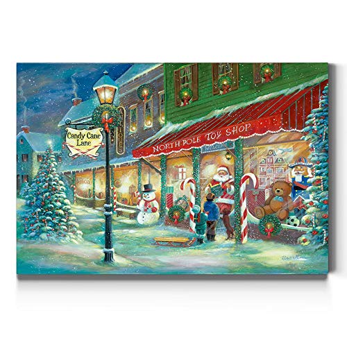 Renditions Gallery Renditions Gallery Candy Cane Lane Wall Art Charming Christmas Village Idyllic Winter Festive Decorations Premium Gallery Wrapped Canvas Decor Ready to Hang 24 in H x 36 in W Made in America 