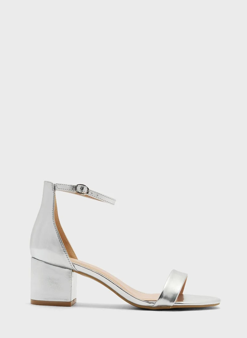 Truffle Low Block Heel Ankle Strap Sandal