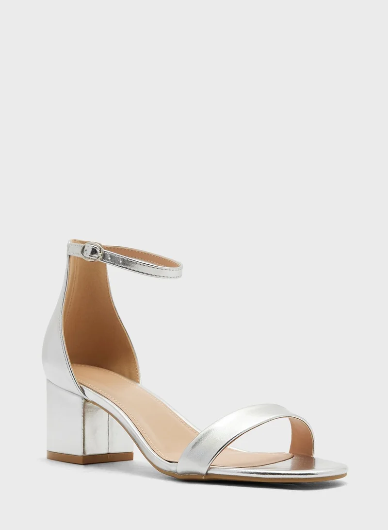 Truffle Low Block Heel Ankle Strap Sandal