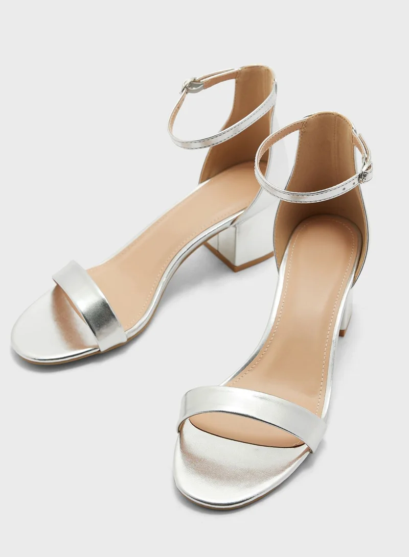 Truffle Low Block Heel Ankle Strap Sandal