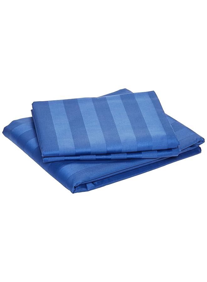 آي بيد هوم طقم ملاءات سرير فندقي مخطط عريض من 3 قطع، 300 خيط قطني مقاس كينج، أزرق سماوي غامق - Image 1