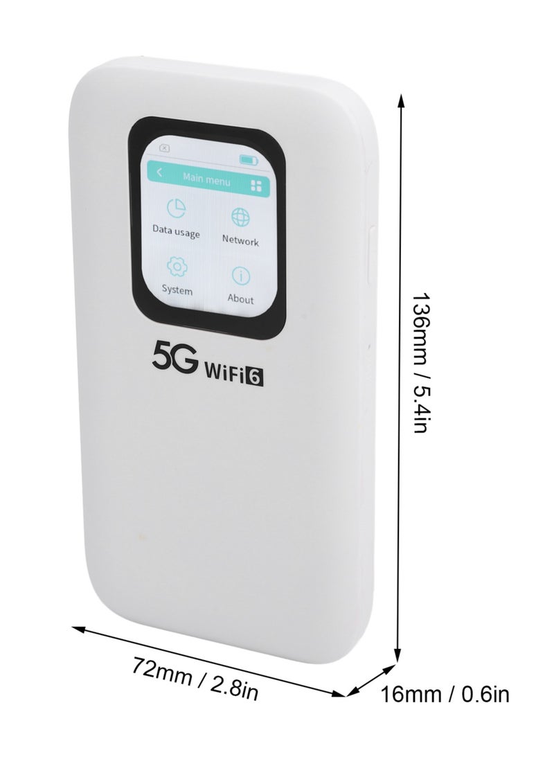 Generi - 5G WiFi 6 Mobile Hotspot with Nano SIM Card Slot Connects Up To 16 Devices 2.01in Touch Screen Portable WiFi Device for Travel - Image 1