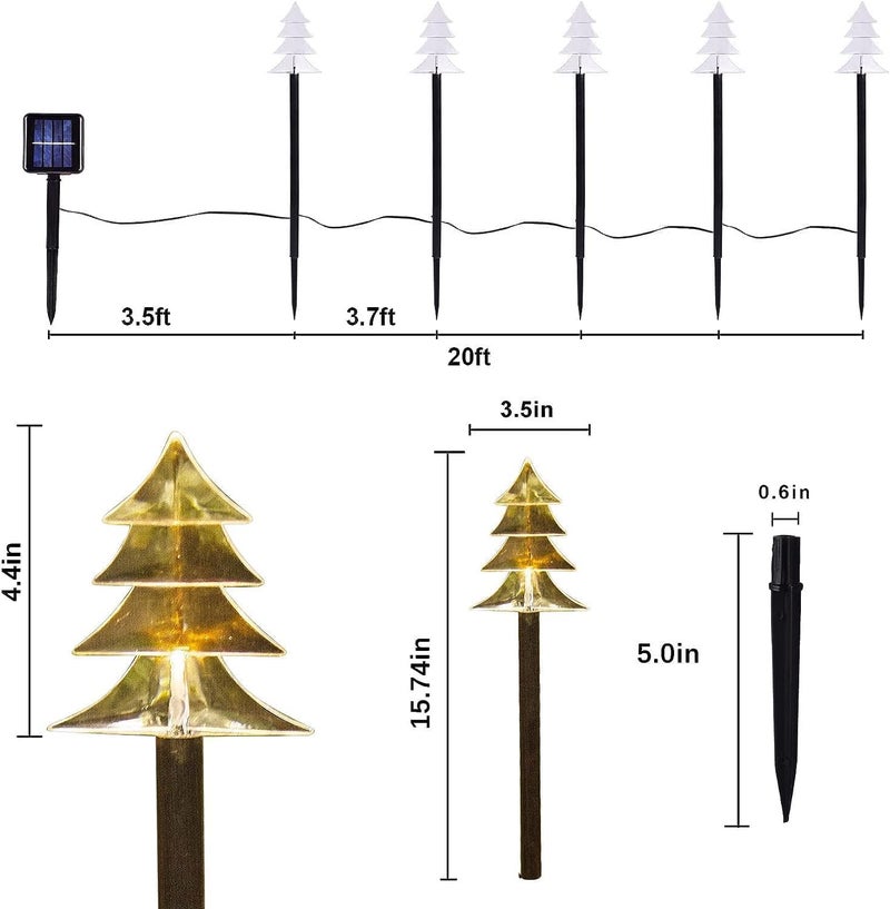 ILLUMINEW Outdoor Christmas Decorations, Solar Christmas Pathway Lights, Set of 5 Waterproof Landscape LED Lights for Yard Lawn Patio Walkway Decor - Image 2