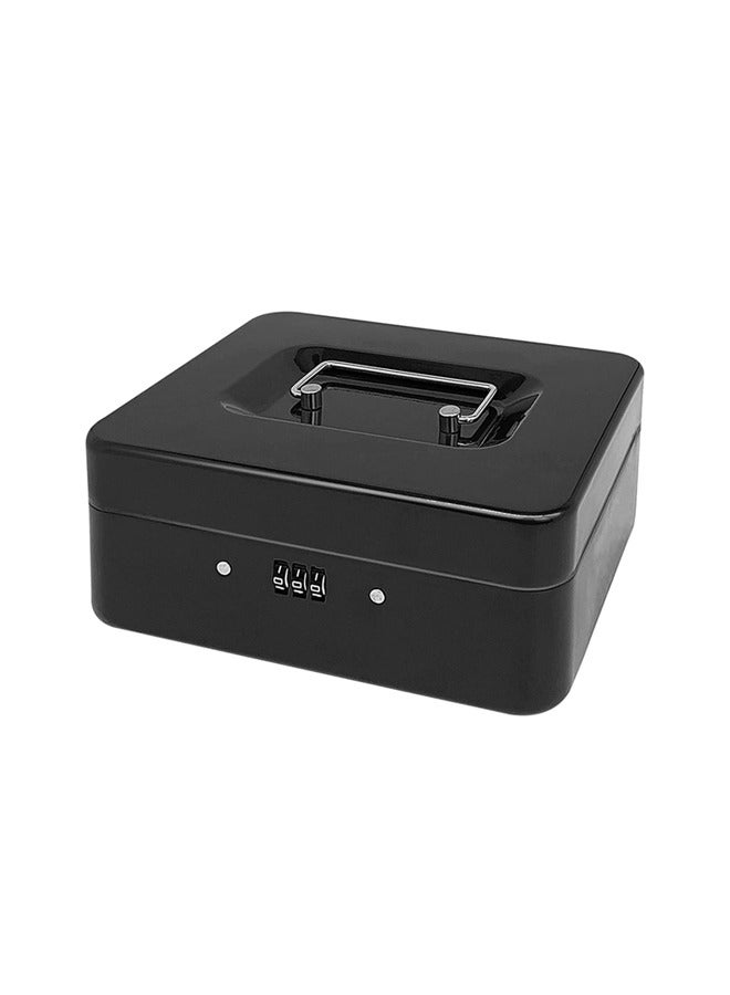 Cash Box with Money Tray,  Medium Money Box with Combination Lock, Black - Image 1