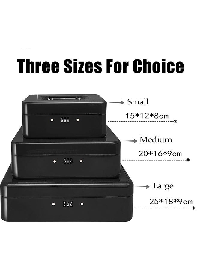 Cash Box with Money Tray,  Medium Money Box with Combination Lock, Black - Image 4