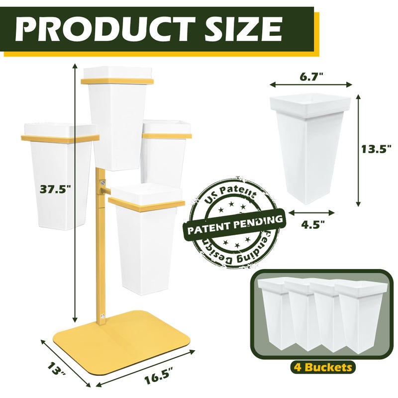 PROLEE Flower Display Stand with Buckets, Wedding Flower Cart Display Stand with Wheels,Flower Stand for Wedding Party, Events and Garden Decor (White) - Image 3