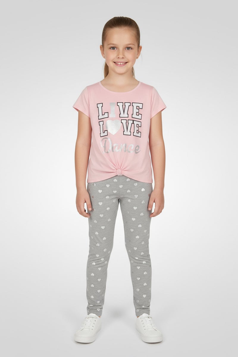 Freestyle طقم بنات أطفال مكون من قطعتين بطباعة جرافيك، متعدد الألوان - Image 1