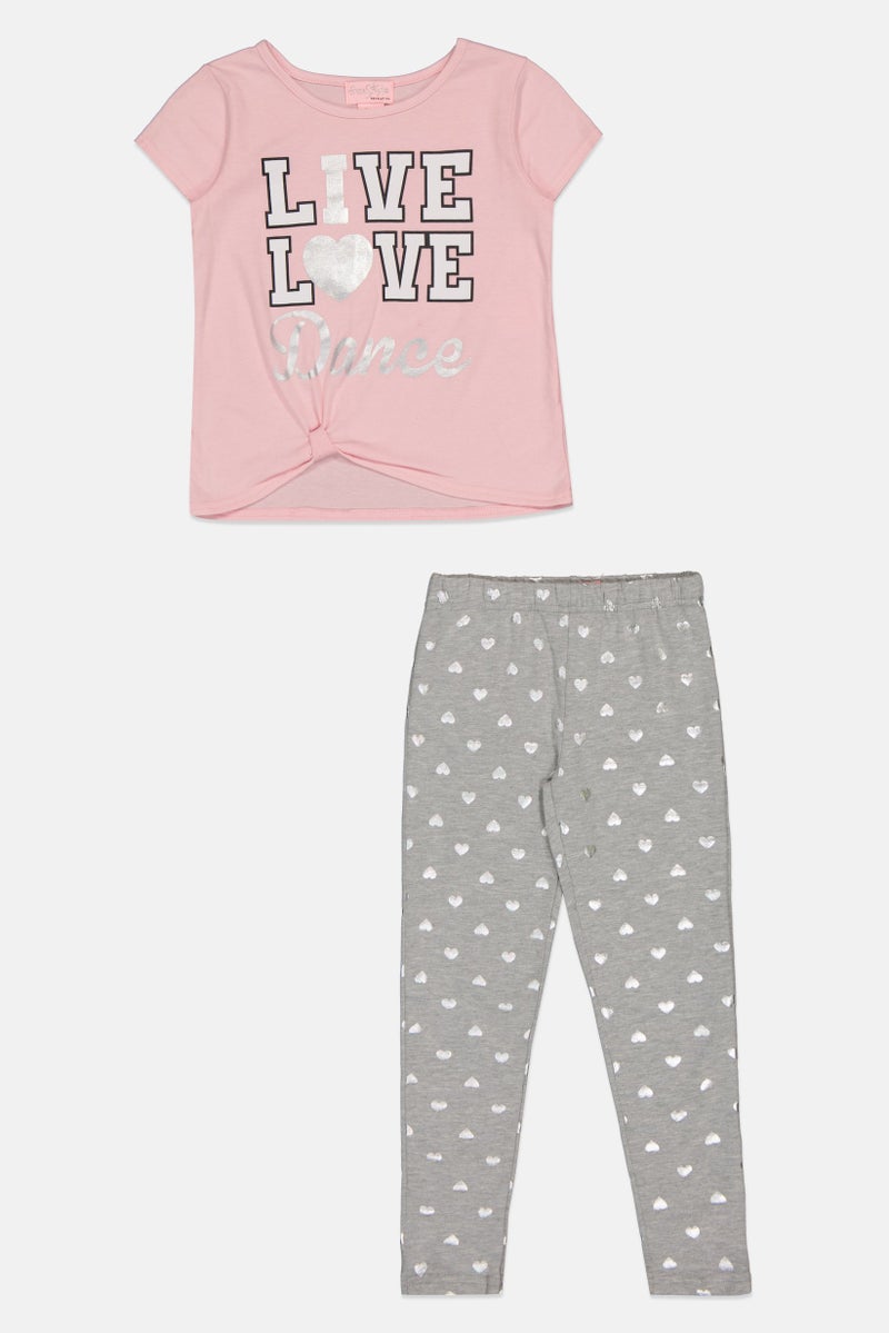 Freestyle طقم بنات أطفال مكون من قطعتين بطباعة جرافيك، متعدد الألوان - Image 2