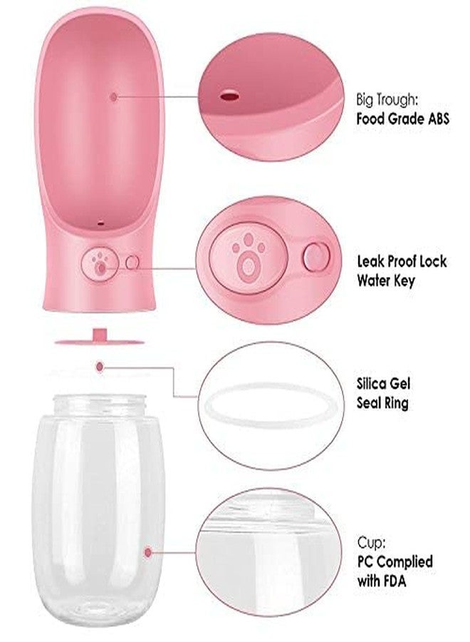 BohoBark Portable Dog Water Bottle 12/19oz, Puppy Water Dispenser for Walking, Dog Travel Accessories, Leak Proof Drink Bottle Bowl for Small Pet Cat, Dog Gear for Camping, Hiking Pink - Image 2
