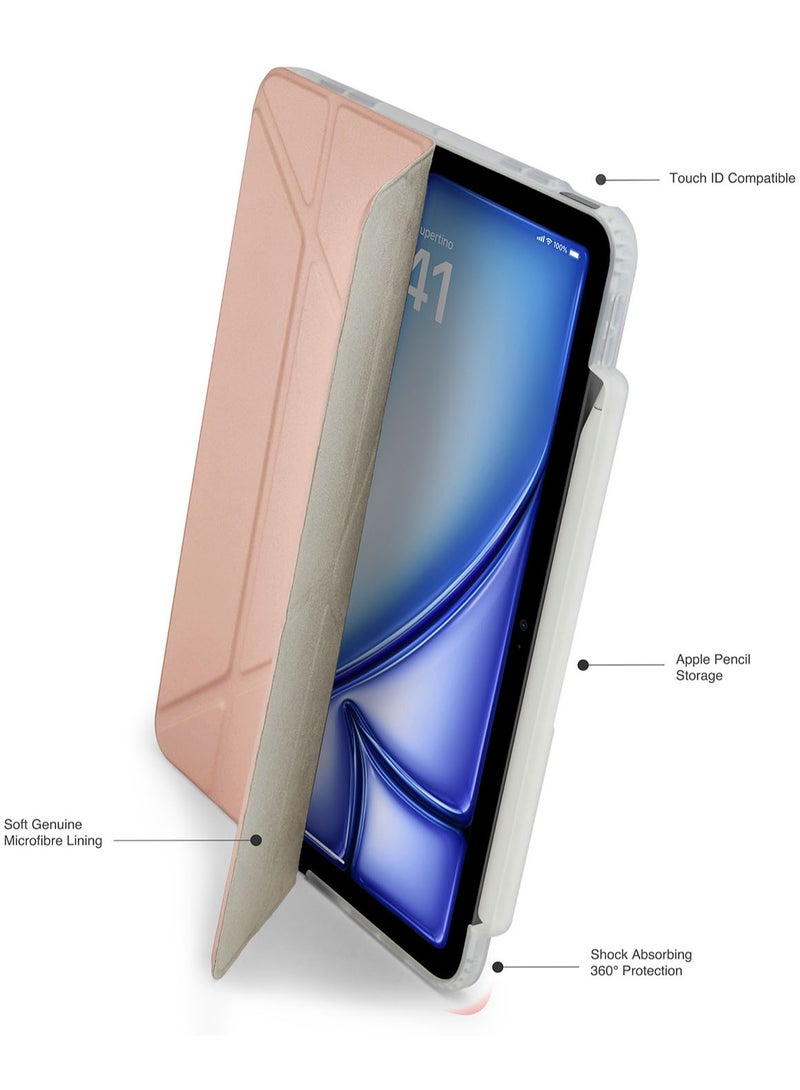 Pipetto Origami No3 Pencil Case for Apple iPad AIR 13 inch Case (2024) M2 Smart Cover with 5 in 1 Stand - Metallic Pink - Image 3