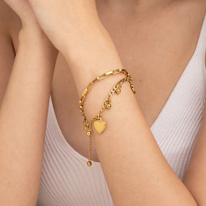 PALMONAS 18k Gold Tone Plated Hearts All Over Bracelet
 for Women - Image 4