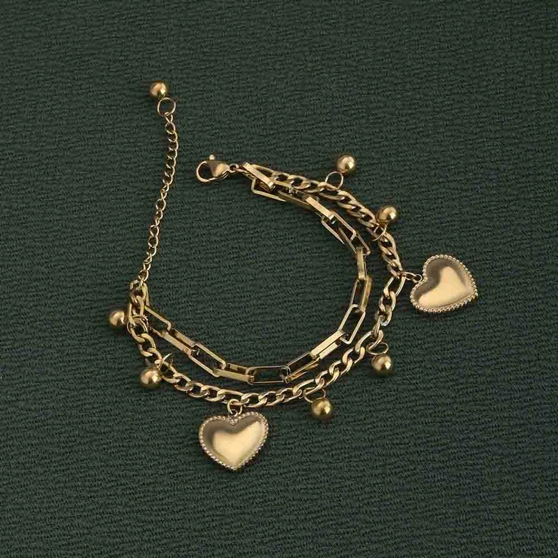 بالموناس PALMONAS 18k Gold Tone Plated Hearts All Over Bracelet
 for Women