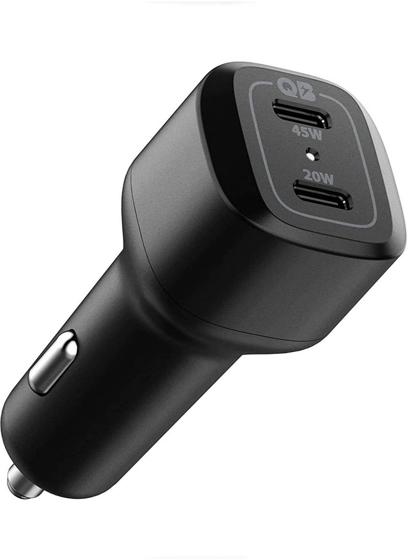 Spigen - ArcField 65W PD Fast Car Charger USB-C Dual Port 45W & 20W USB Type C Power Delivery 3.0 Mobile Tablet Charging Adapter - Image 1