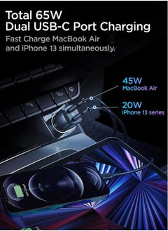 Spigen ArcField 65W PD Fast Car Charger USB-C Dual Port 45W & 20W USB Type C Power Delivery 3.0 Mobile Tablet Charging Adapter  - Image 2