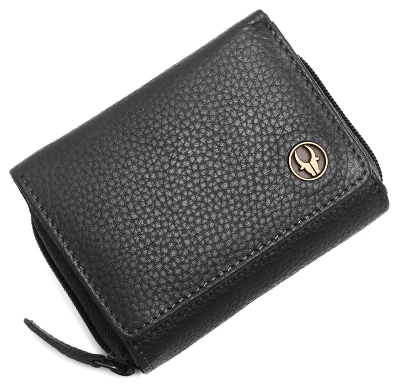 WildHorn Genuine Leather Women’s Wallet – Bi-Fold Clutch with 8 Card Slots, Cash Compartment & Hidden Zip Pocket- Carry All Your Daily Essentials (N Black) - Image 1