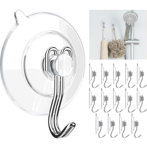 GLUIT Suction Cup Hooks Utility Hook Wall Hangers for All Purposes Stainless Steel Removable Small Suction Cups for Kitchen Bathroom Shower Wall Window Glass Door 3 lbs 14 Suction Hooks