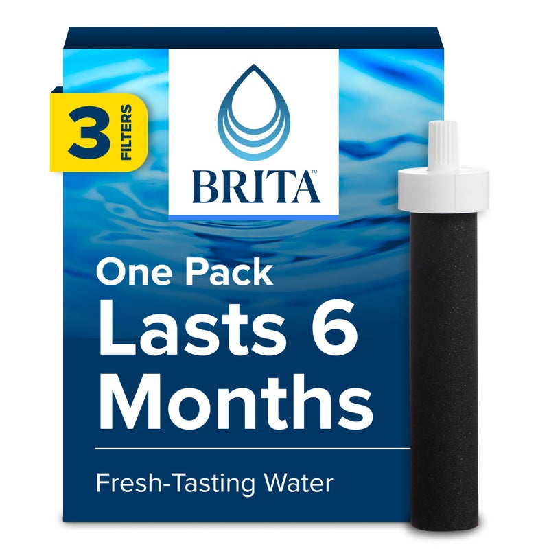Brita Water Bottle Replacement Filters, BPA-Free, Replaces 1,800 Plastic Water Bottles a Year, Lasts Two Months or 40 Gallons, Includes 3 Filters - Image 1