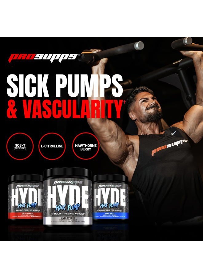 ProSupps Hyde Max Pump Pre Workout for Men and Women - Nitric Oxide Supplement for Pump and Endurance - Stimulant Free Pre Workout to Promote Blood Flow and Muscle Strength (Blue Razz, 20 Servings)  - Image 3