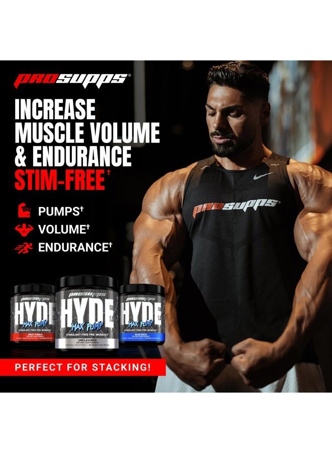 ProSupps Hyde Max Pump Pre Workout for Men and Women - Nitric Oxide Supplement for Pump and Endurance - Stimulant Free Pre Workout to Promote Blood Flow and Muscle Strength (Blue Razz, 20 Servings)  - Image 2